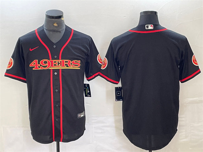 Mens San Francisco 49ers Blank Black With Patch Cool Base Stitched Baseball Jersey