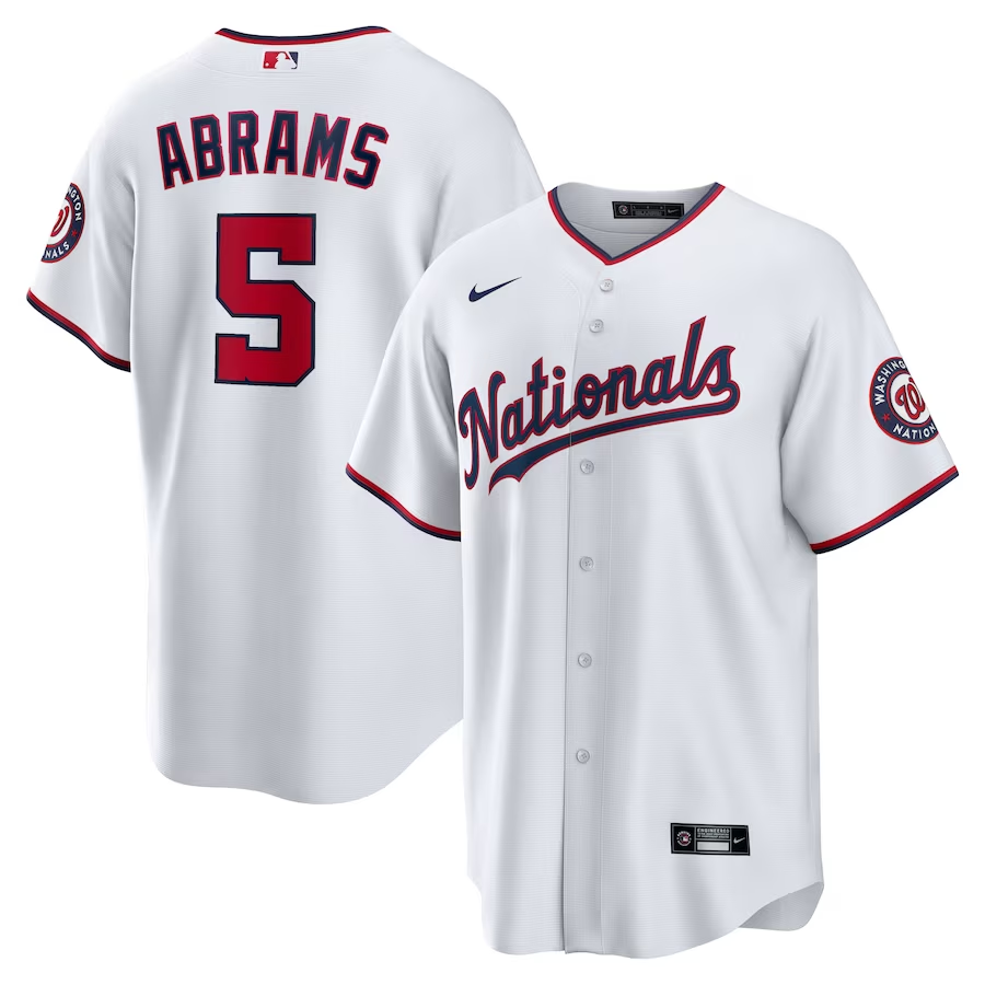 Men's Washington Nationals CJ Abrams #5 White Home Jersey