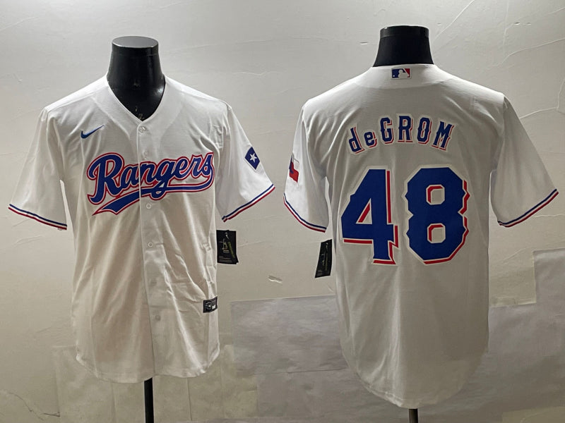 Men's Texas Rangers Jacob deGrom #48 White Limited Jersey