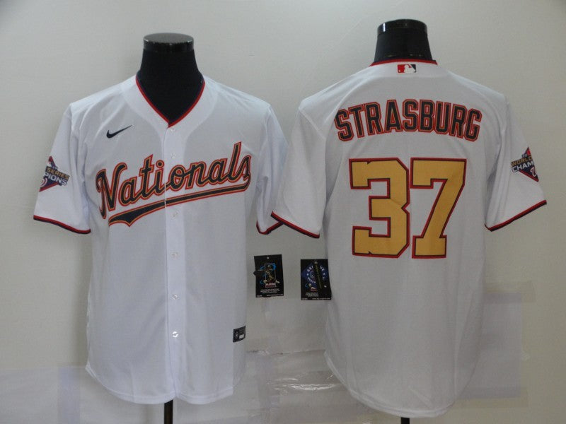 Men's Washington Nationals Stephen Strasburg #37 White Stitched Jersey