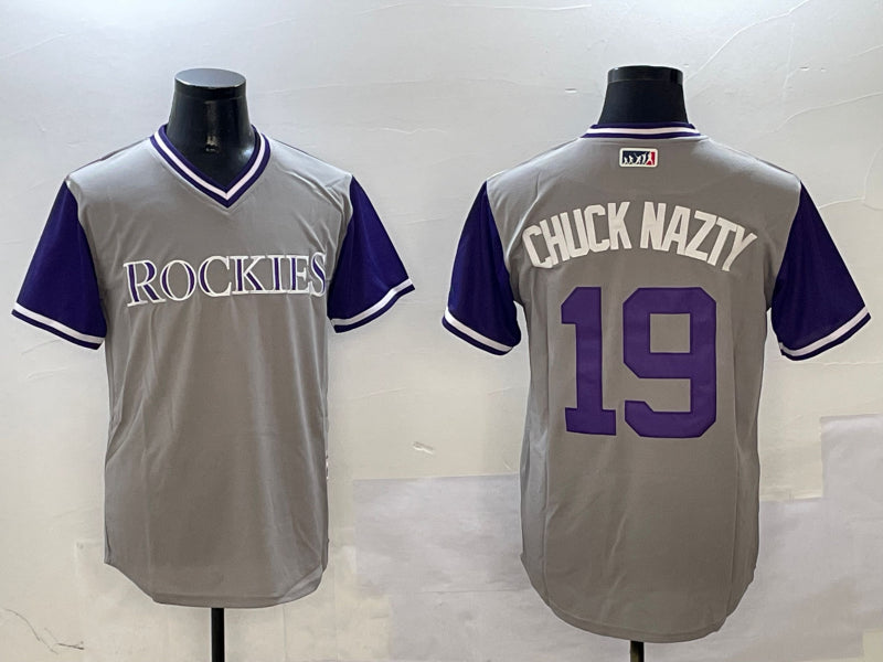 Men's Colorado Rockies Charlie Blackmon #19 Gray Jersey