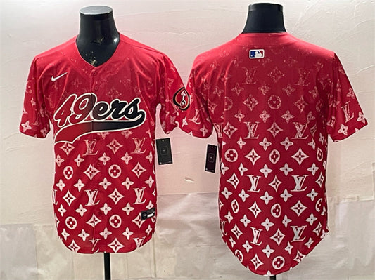 Mens San Francisco 49ers Blank Red Limited Stitched Baseball Jersey