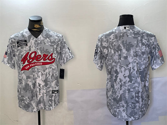 Mens San Francisco 49ers Blank 2024 Arctic Camo Salute to Service Stitched Baseball Jersey