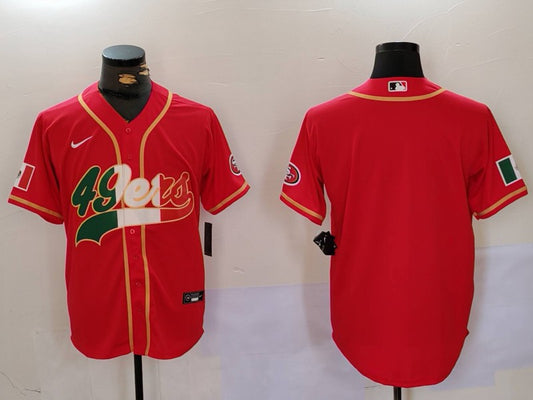 Mens San Francisco 49ers Blank Red Mexico With Patch Stitched Baseball Jersey