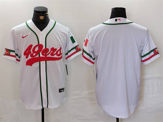 Mens San Francisco 49ers Blank White With Patch Cool Base Stitched Baseball Jersey