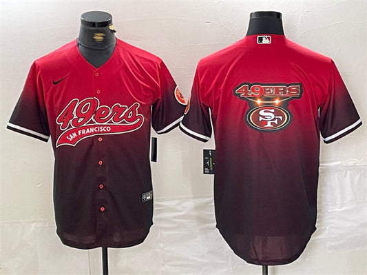 Mens San Francisco 49ers Team Big Logo Red/Black With Patch Cool Base Stitched Baseball Jersey