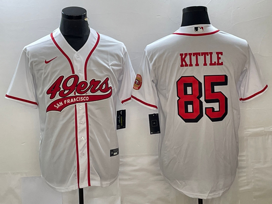 Mens San Francisco 49ers #85 George Kittle New White Cool Base Stitched Baseball Jersey