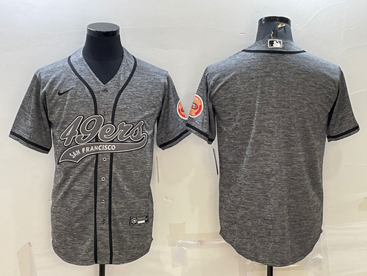 Mens San Francisco 49ers Blank Grey With Patch Cool Base Stitched Baseball Jersey