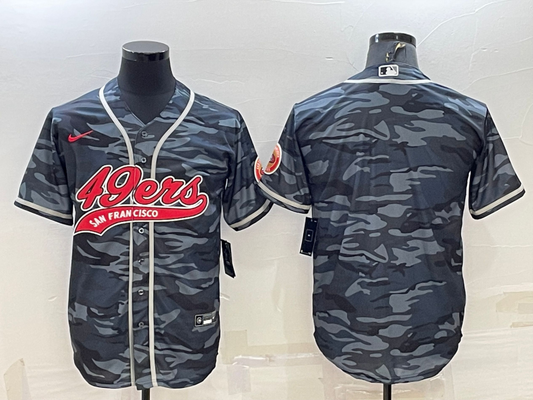 Mens San Francisco 49ers Blank Grey Camo With Patch Cool Base Stitched Baseball Jersey