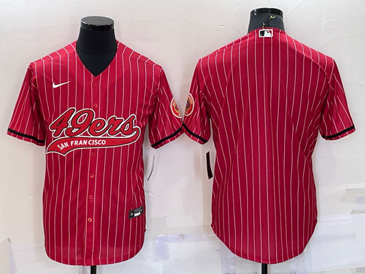 Mens San Francisco 49ers Blank Red With Patch Cool Base Stitched Baseball Jersey