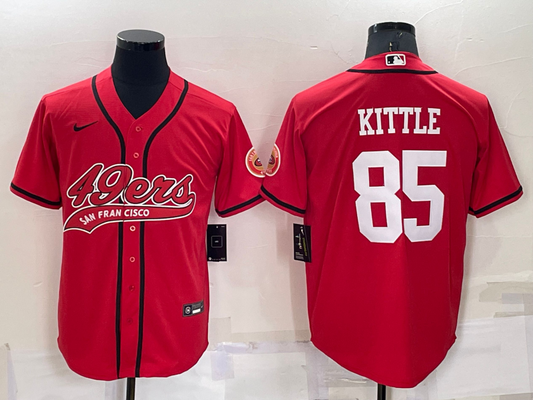 Mens San Francisco 49ers #85 George Kittle Red Cool Base Stitched Baseball Jersey