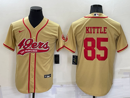 Mens San Francisco 49ers #85 George Kittle Gold Cool Base Stitched Baseball Jersey