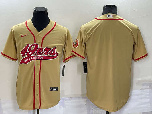 Mens San Francisco 49ers Blank Gold Cool Base Stitched Baseball Jersey