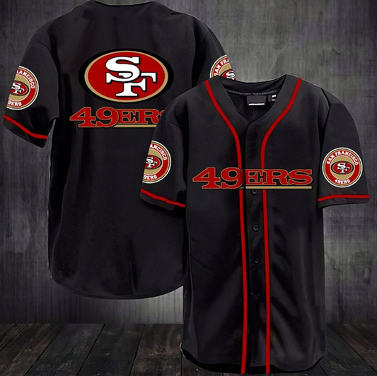 Mens San Francisco 49ers Black Baseball Stitched Jersey Shirt