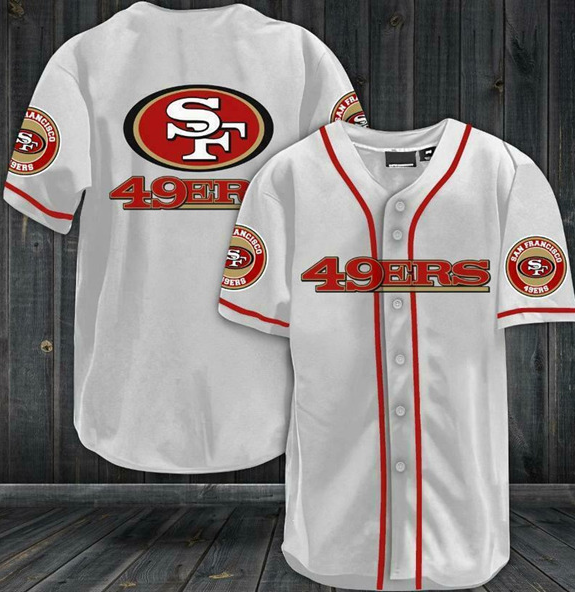 Mens San Francisco 49ers White Baseball Stitched Jersey Shirt