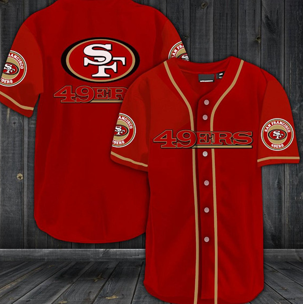 Mens San Francisco 49ers Red Baseball Stitched Jersey Shirt