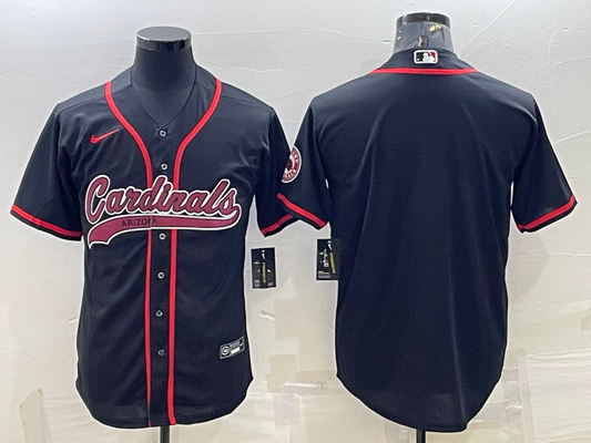 Mens Arizona Cardinals Blank Black With Patch Cool Base Stitched Baseball Jersey