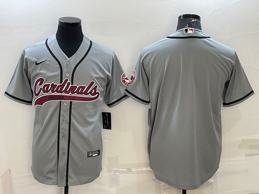 Mens Arizona Cardinals Blank Grey With Patch Cool Base Stitched Baseball Jersey