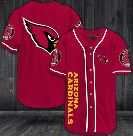 Mens Arizona Cardinals Red Baseball Jersey Shirt