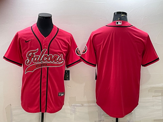 Mens Atlanta Falcons Blank Red With Patch Cool Base Stitched Baseball Jersey