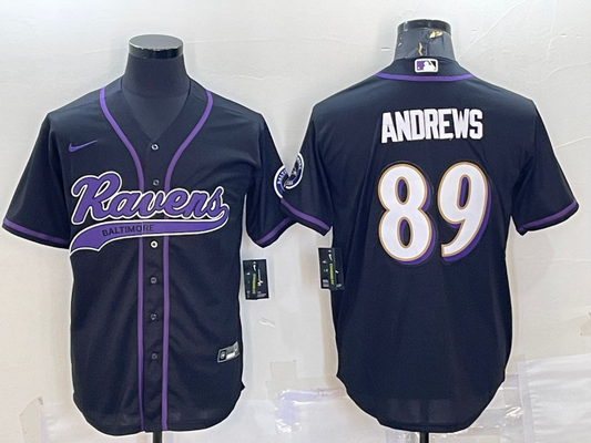 Mens Baltimore Ravens #89 Mark Andrews Black With Patch Cool Base Stitched Baseball Jersey