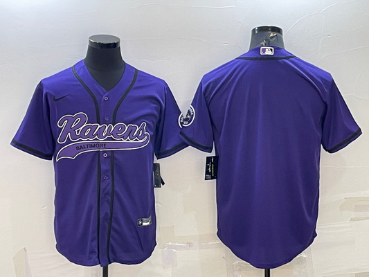 Mens Baltimore Ravens Blank Purple With Patch Cool Base Stitched Baseball Jersey