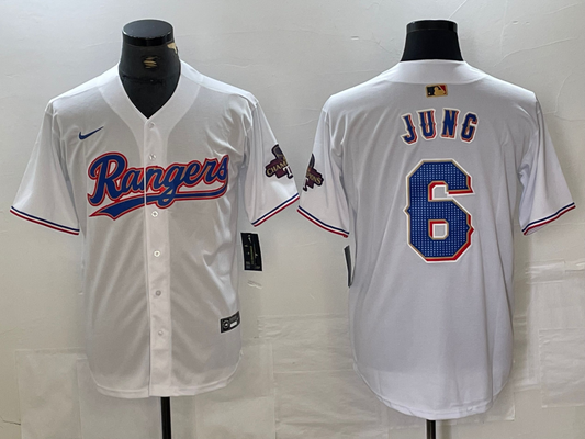 Men's Texas Rangers Josh Jung #6 White 2024 Gold Collection Limited Jersey