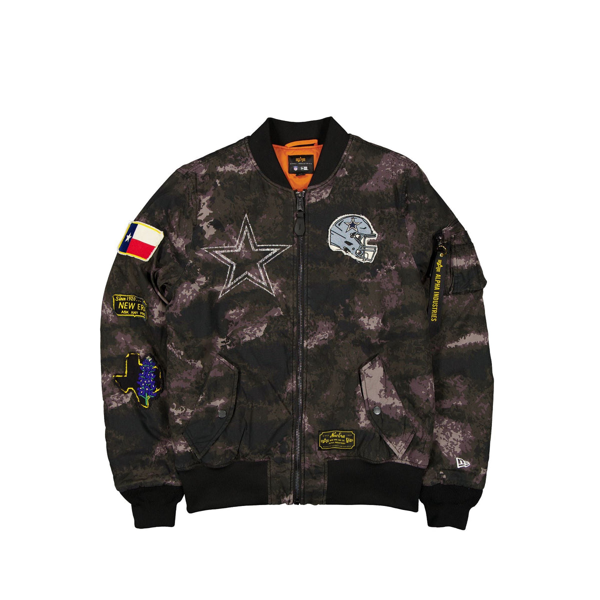 Alpha Industries x Dallas Cowboys Black Camo MA-1 Bomber Jacket