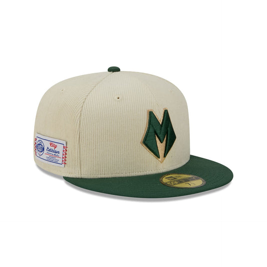 Milwaukee Bucks 2025 City Edition Chrome White Corduroy 59FIFTY Fitted Hat
