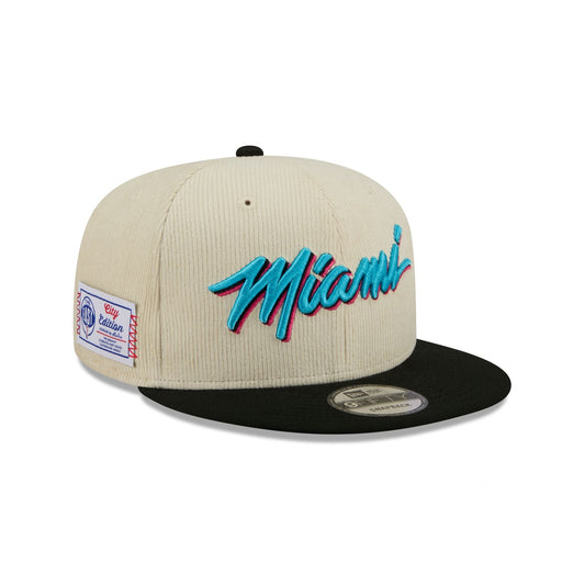 Miami Heat 2025 City Edition Chrome White Corduroy 9FIFTY Snapback Hat