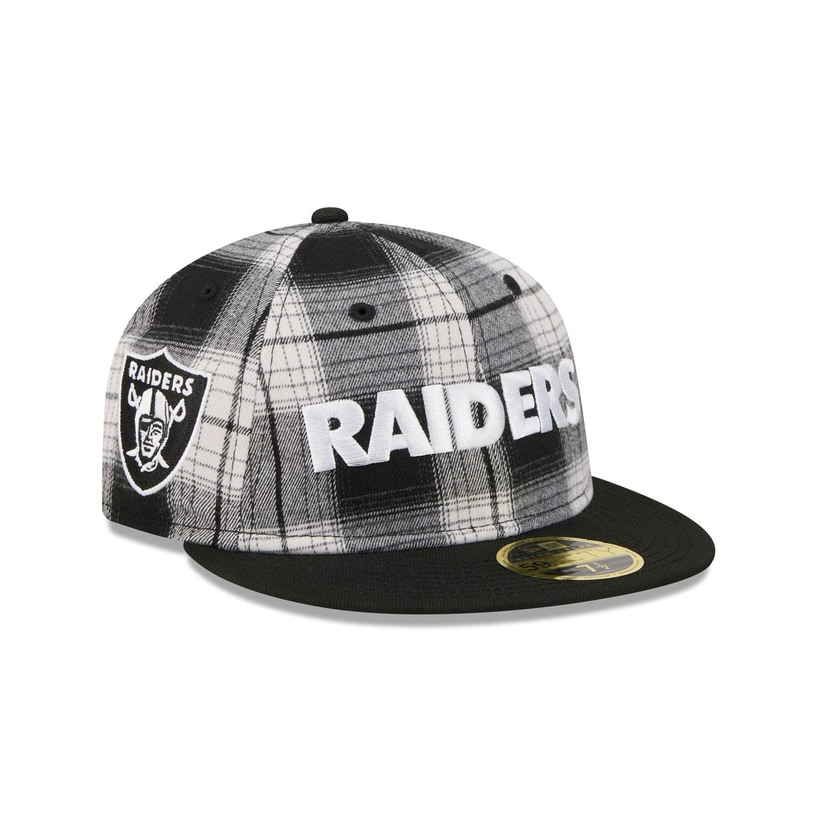Las Vegas Raiders Grunge Plaid Retro Crown 59FIFTY Fitted Hat