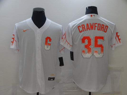 Men's San Francisco Giants Brandon Crawford #35 White Baseball Jersey City Edition