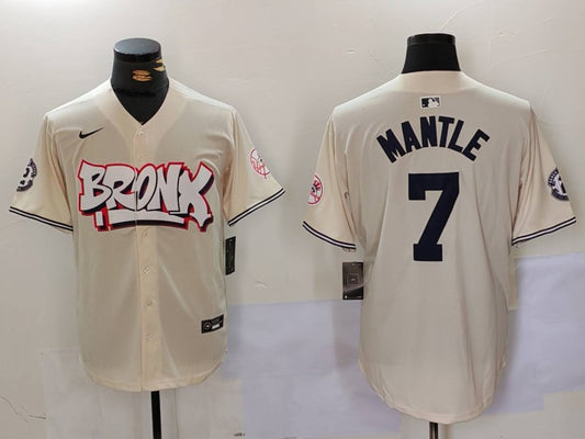 Men's New York Yankees Mickey Mantle #7 Cream Limited Jersey