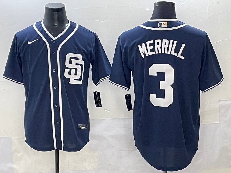 Men's San Diego Padres Jackson Merrill #3 Navy Limited Jersey