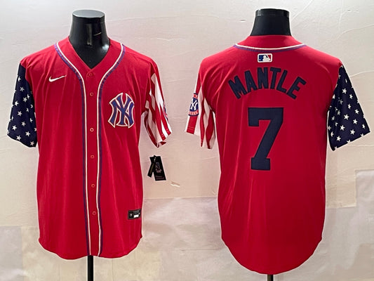Men's New York Yankees Mickey Mantle #7 Red Limited Jersey