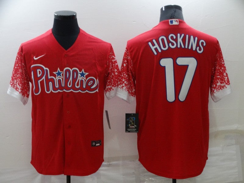Men's Philadelphia Phillies Rhys Hoskins #17 Red Jersey