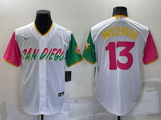 Men's San Diego Padres Manny Machado #13 White Jersey