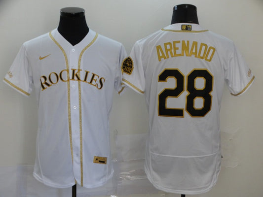 Men's Colorado Rockies Nolan Arenado #28 White Team Jersey