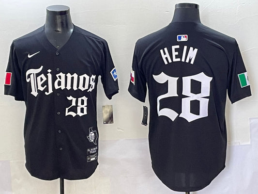 Men's Texas Rangers Jonah Heim #28 Black Limited Jersey