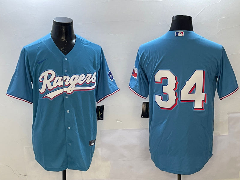 Men's Texas Rangers Nolan Ryan #34 Light Blue Jersey