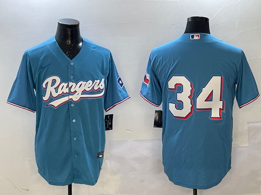 Men's Texas Rangers Nolan Ryan #34 Light Blue Jersey
