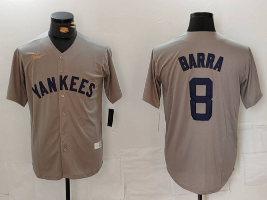 Men's New York Yankees Yogi Berra #8 Gray Road Cooperstown Collection Jersey