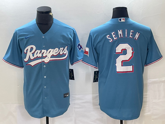 Men's Texas Rangers Marcus Semien #2 Light Blue Jersey