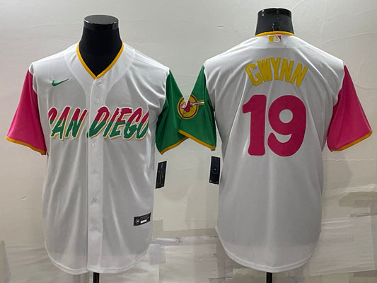 Men's San Diego Padres Tony Gwynn #19 White Stitched Jersey