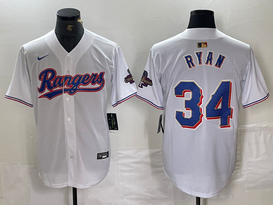 Men's Texas Rangers Nolan Ryan #34 White 2024 Gold Collection Limited Jersey