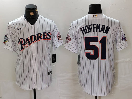 Men's San Diego Padres Trevor Hoffman #51 White Jersey