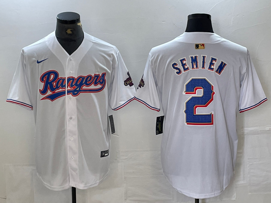 Men's Texas Rangers Marcus Semien #2 White 2024 Gold Collection Limited Jersey