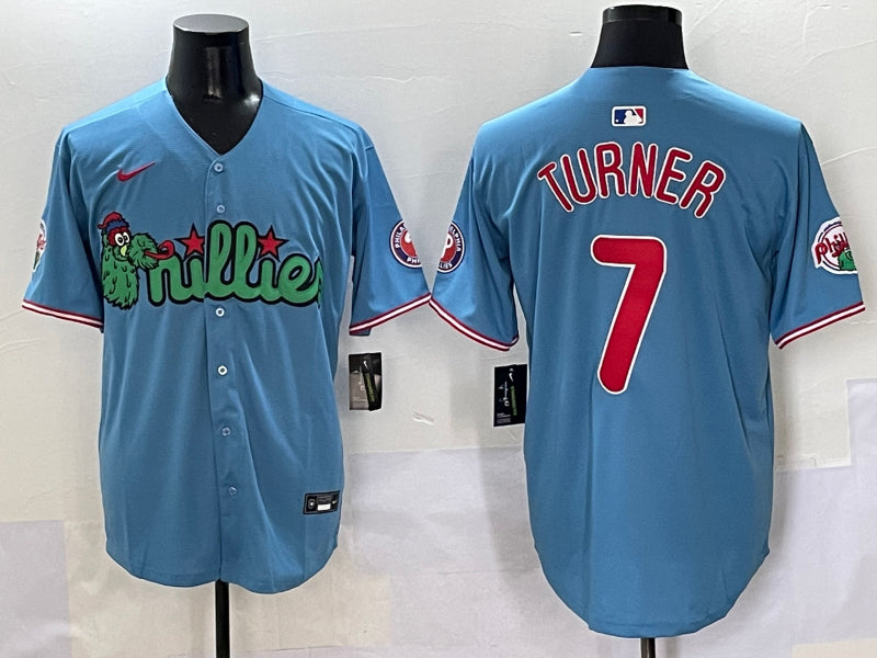 Men's Philadelphia Phillies Trea Turner #7 Blue Jersey