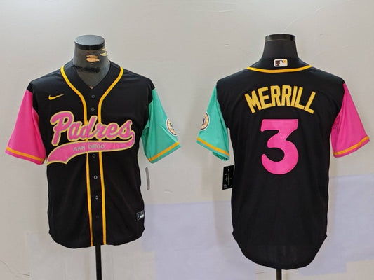 Men's San Diego Padres Jackson Merrill #3 Black City Connect Jersey