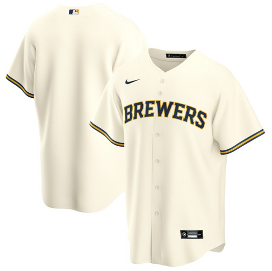 Men's Milwaukee Brewers Cream Home Blank Jersey